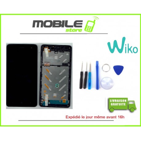 VITRE TACTILE + LCD + CHASSIS ORIGINAL WIKO FEVER 4G COULEUR NOIR ET GRIS
